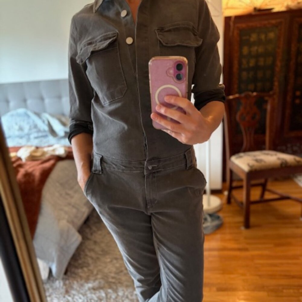 NEW Vila light grey Jean jumpsuit Size Medium - stretchy material
